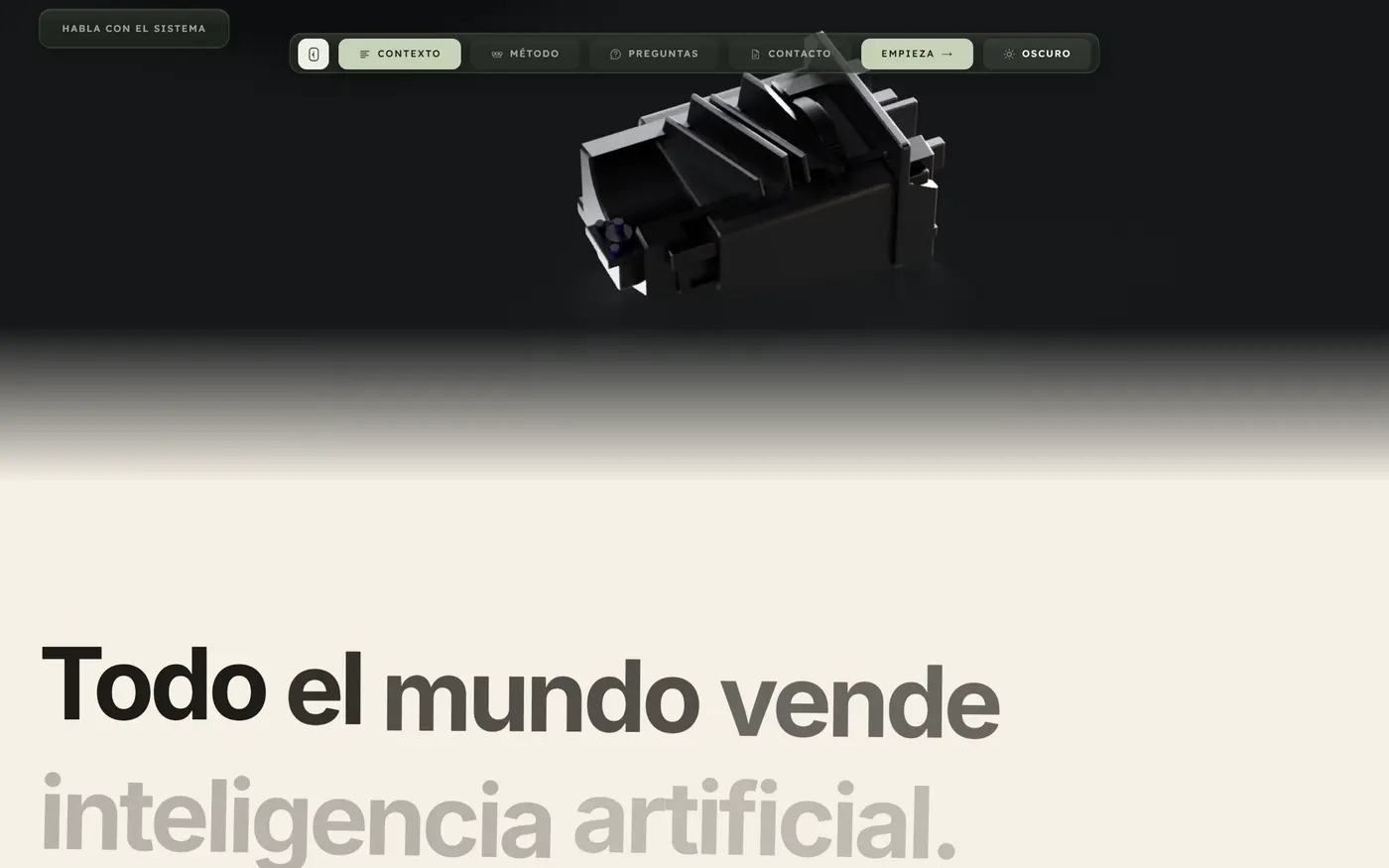 The Mirror Solutions site, a Spanish-language page for an AI agency.