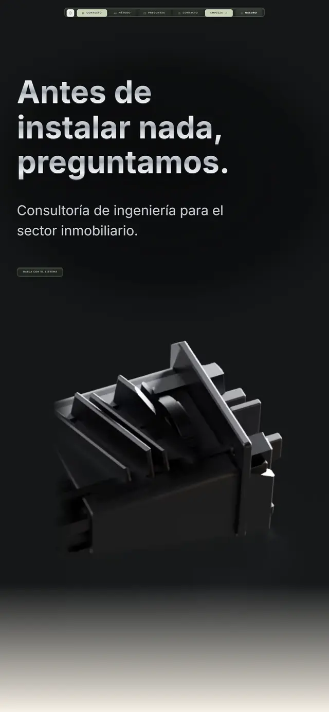 The Mirror Solutions site on a phone, a Spanish-language page for an AI agency.