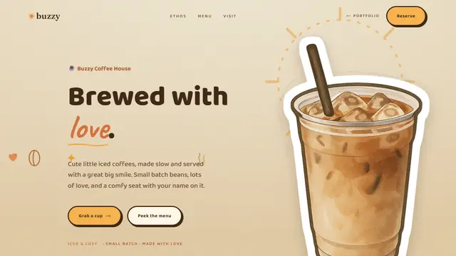 Buzzy, an illustrated comic coffee house.